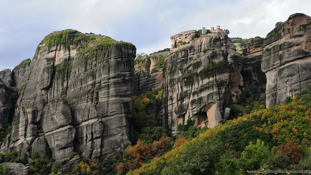 Download Wallpapers 1920x1080 Mountain, Building, Hill, Cliff Full ...