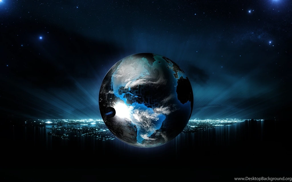 Download Wallpapers 2560x1600 Ball, Globe, Planet, Light, Neon ...