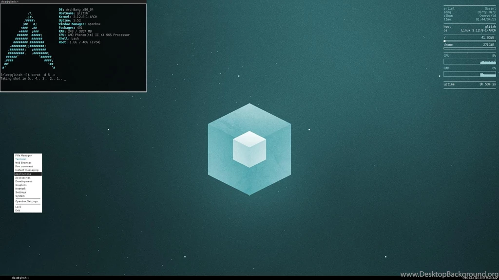 Arch!][Openbox] This, Is The Tesseract. "But It's Flat?" : Unixporn