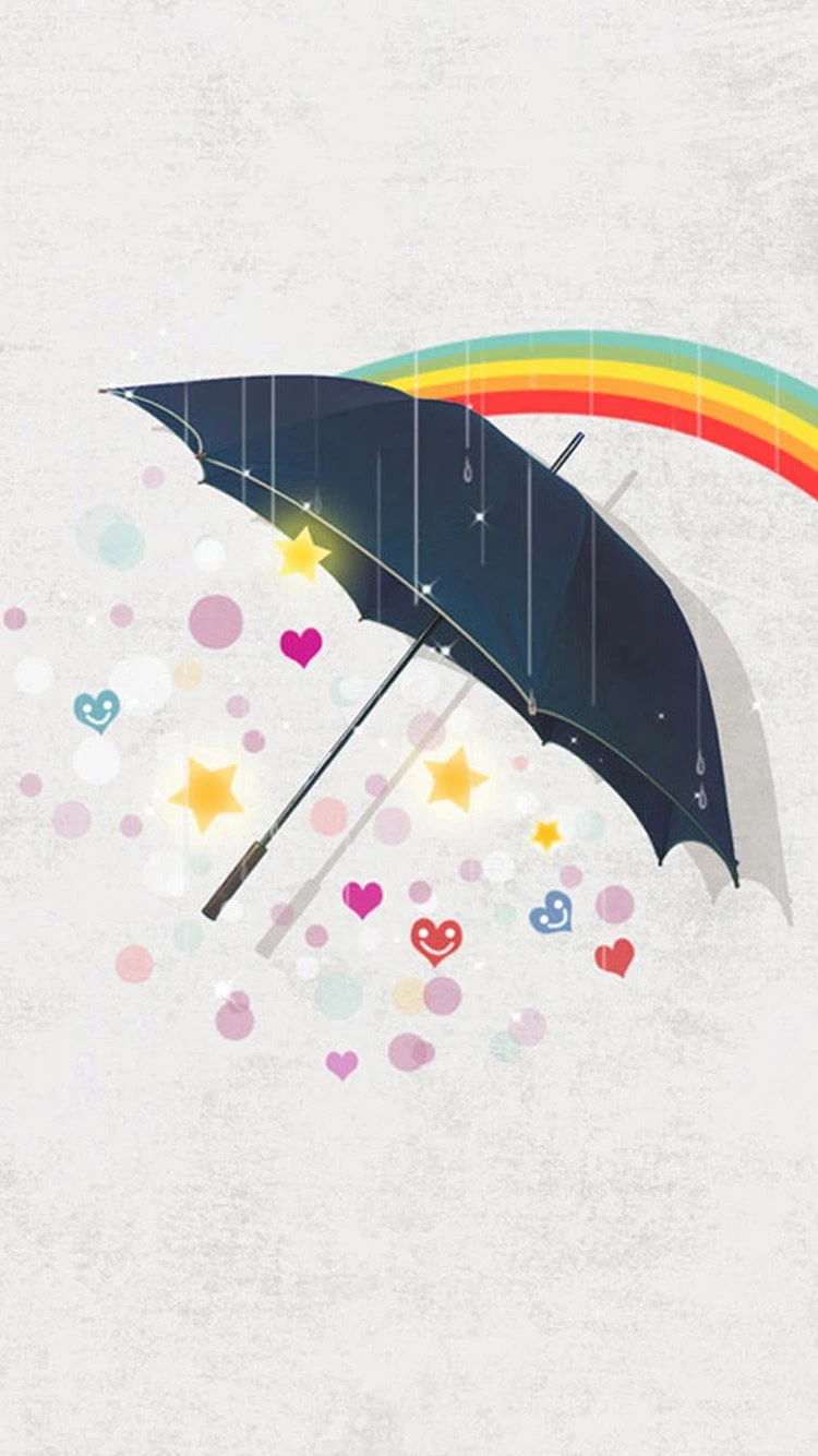 Heart shaped Rainbow And Umbrella iPhone 6 Wallpapers