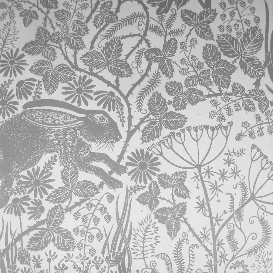 Handmade Luxury Wallpaper, 'hedgerow Hare' Design By Waybreads ...