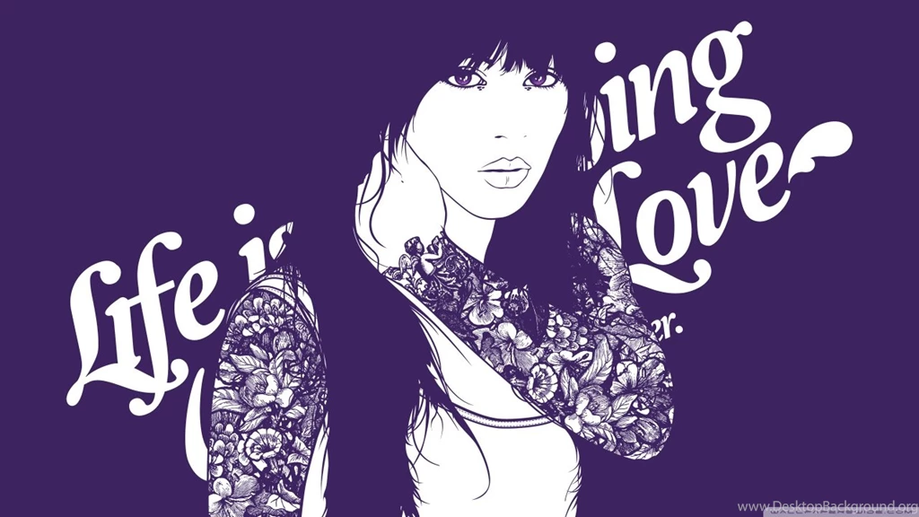 Tattooed Girl Illustration HD Desktop Wallpapers : High Definition ...