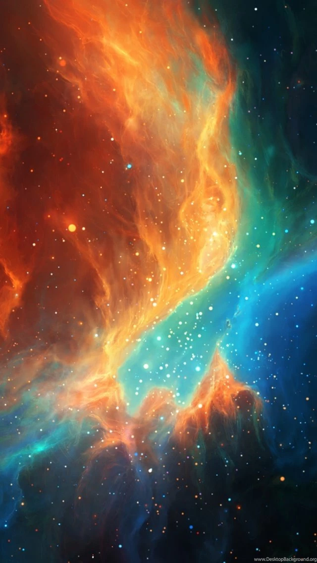 Orange Blue Colorful Nebula Illustration iPhone 5 Wallpapers / IPod ...
