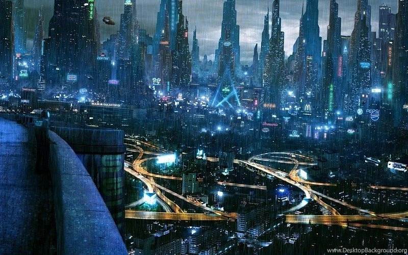 Rainy Futuristic City Free Desktop Backgrounds And Wallpapers