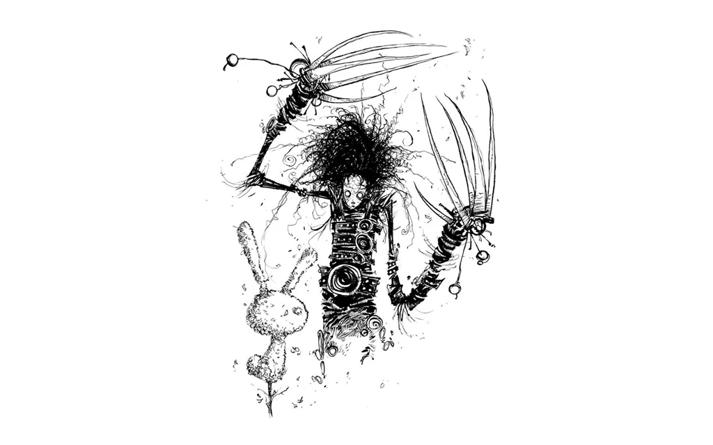 Download Wallpapers 3840x2400 Edward Scissorhands, Art, Hare, Bw ...