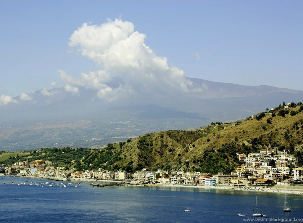 City On Backgrounds Volcano Etna, On The Island Of Sicily, Italy ...