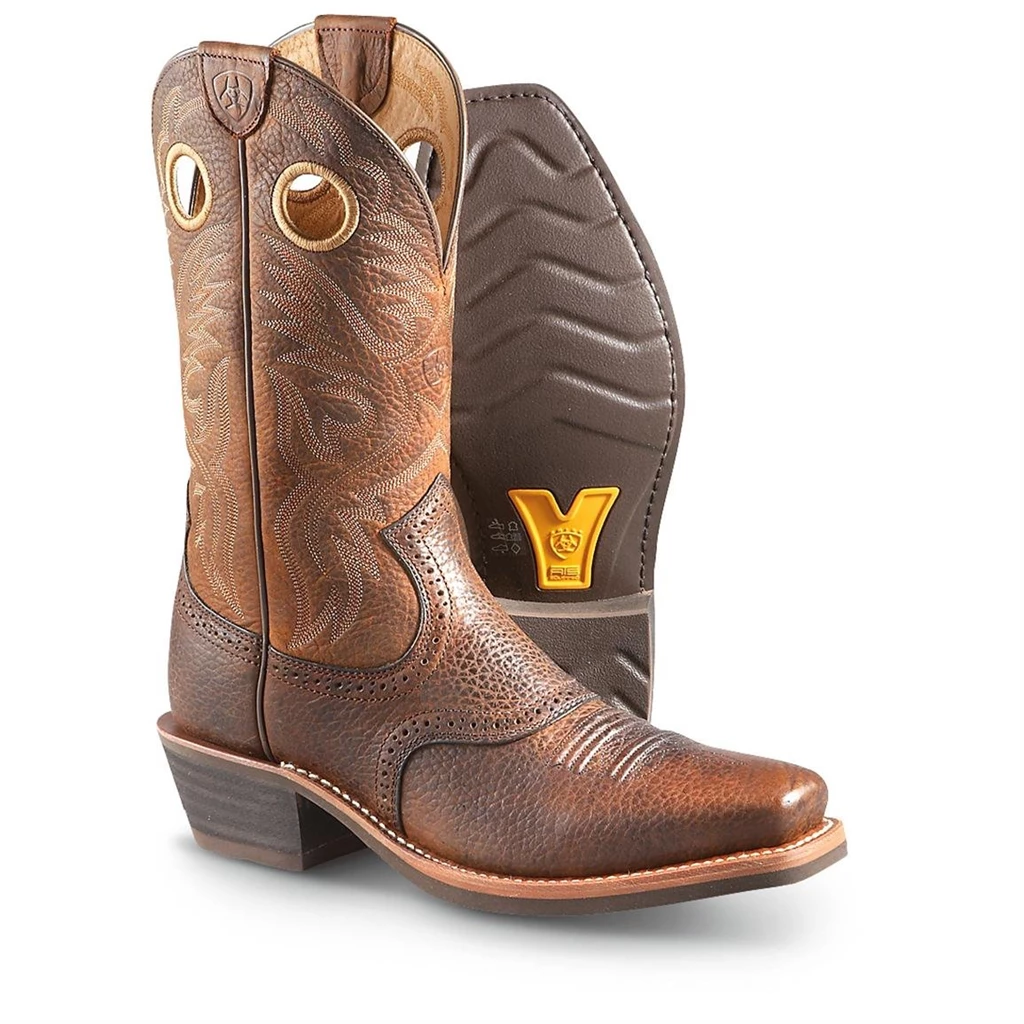 Mens Ariat Roughstock Cowboy Boots Brown Oiled Rowdy 282583 ...