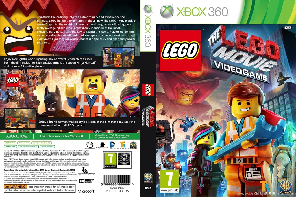 Lego Movie Game Xbox 360 Cover 2560x1710