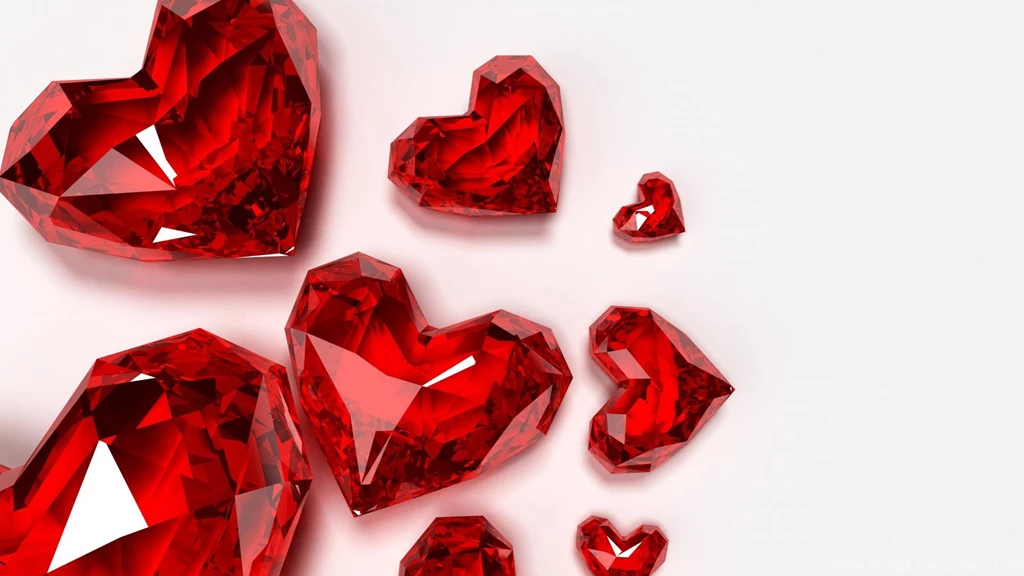 Red Crystal Crystals Hearts Wallpapers   (