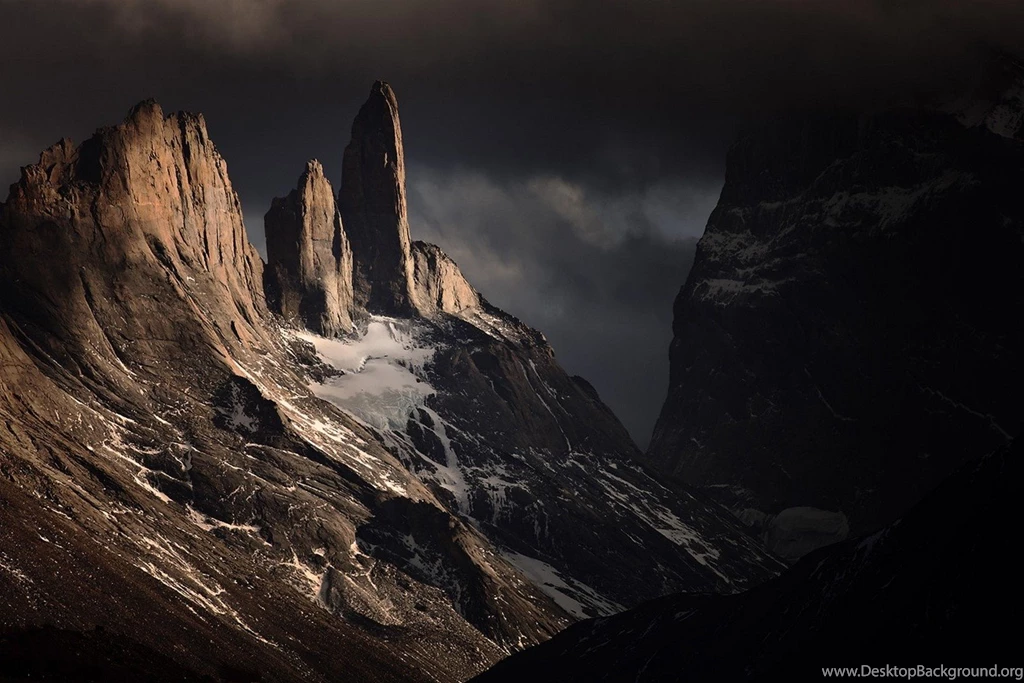 Mountain, Clouds, Dark, Chile, Torres Del Paine, Cliff, Snowy Peak ...
