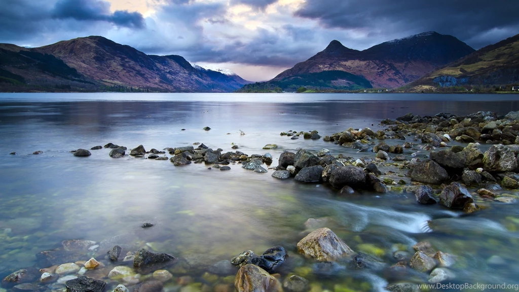 Lake, Mountains, Stones, Dark Clouds Sky, Nature Landscape ...