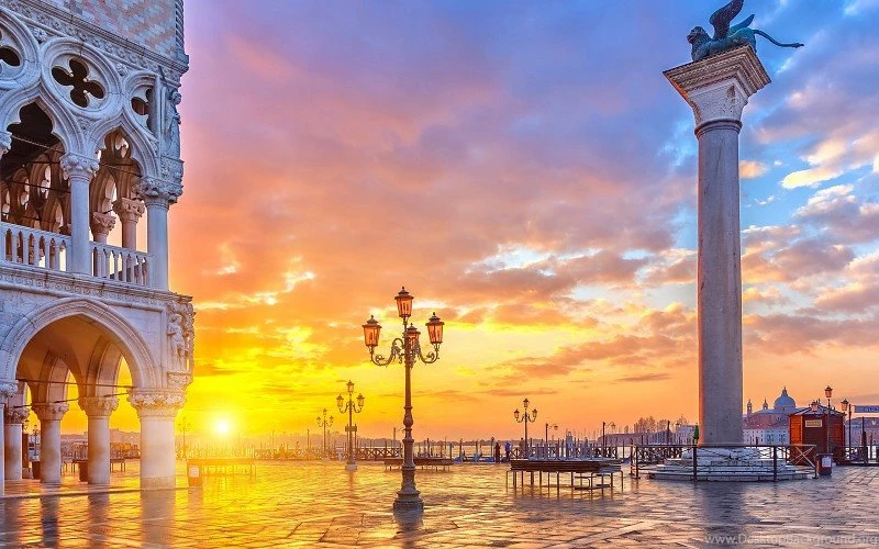 Romantic Sunset In Venice, Italy Wallpapers Free Desktop ...