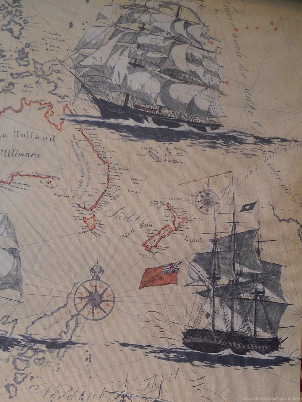 Vintage 1980's Nautical Map Wallpapers By Nostalgictreasures