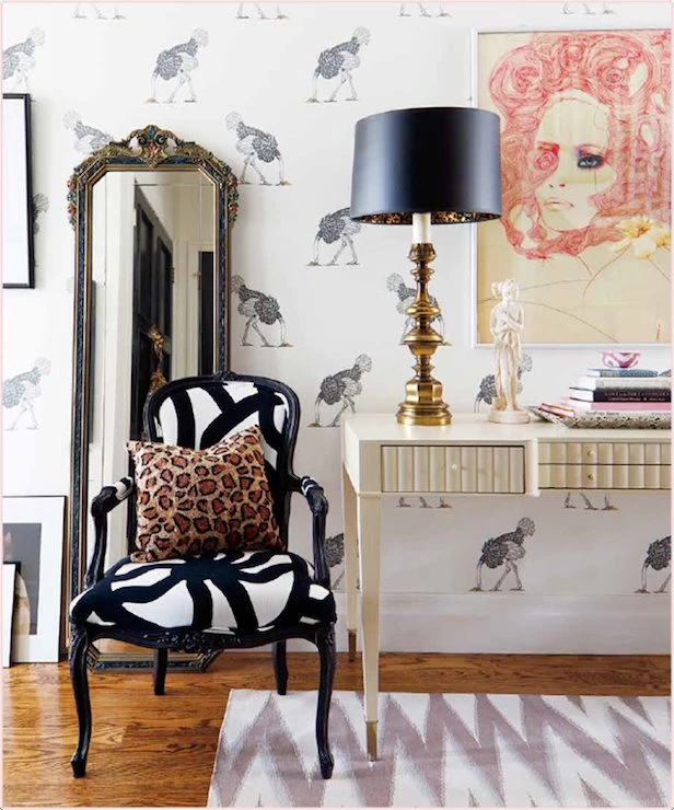 Beware The Moon Ostrich Wallpapers   Eclectic   Entrance/foyer ...