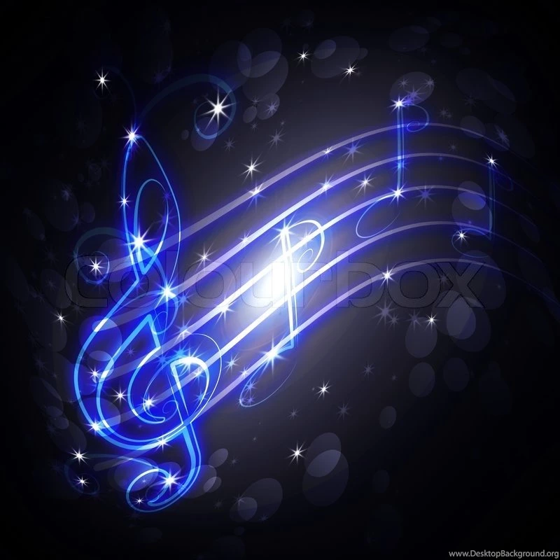 Burning Musical Symbols And Curls On A Dark Backgrounds Stock Photo