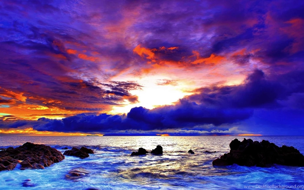 Purple Red Sunset Coast Wallpapers