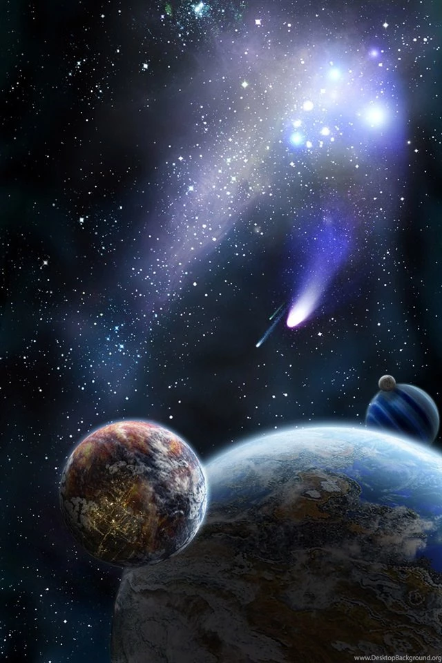 Planet And Comet In Space iPhone Wallpapers