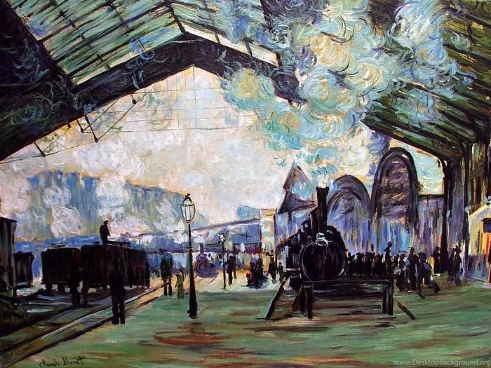 Claude Monet Painting : Arrival Of The Normandy Train, Gare Saint ...