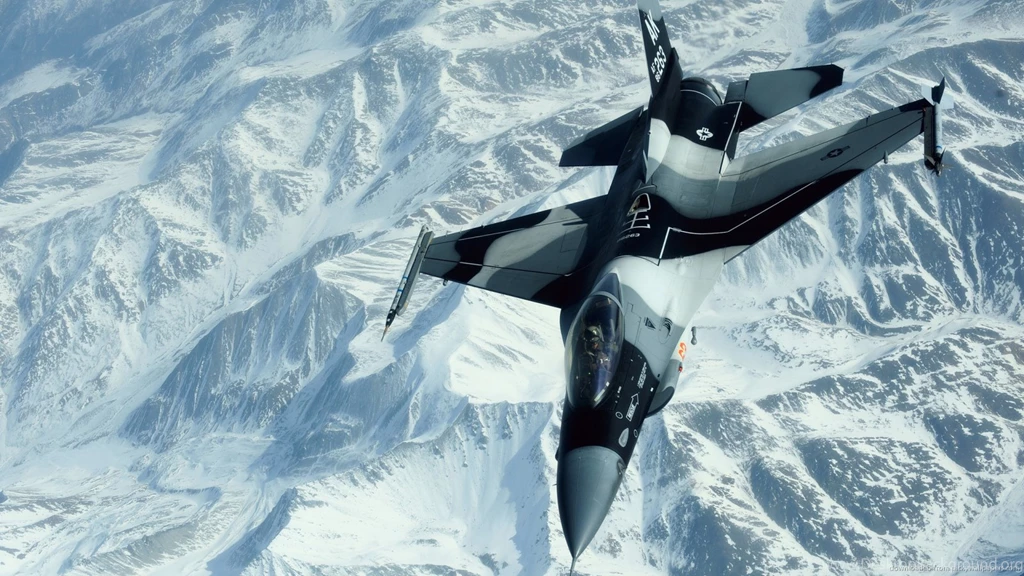 Download 1600x900 F16 Over Snowy Mountains Wallpapers