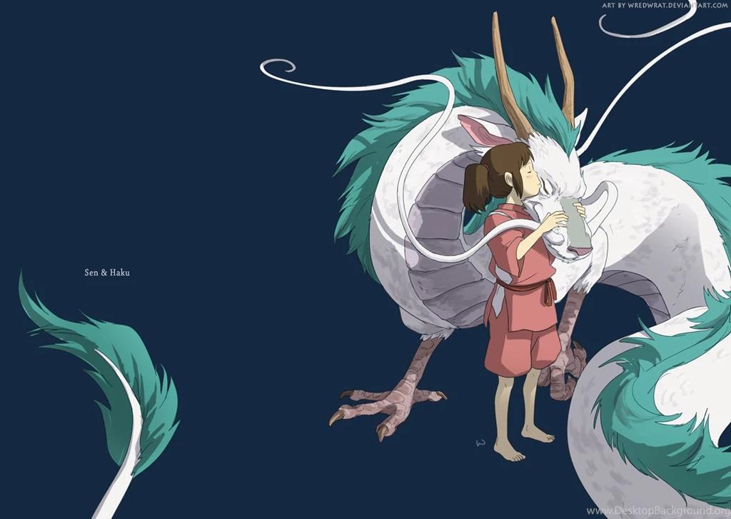 Dragons, Spirited Away, Ogino Chihiro, Kohaku, Haku :: Wallpapers