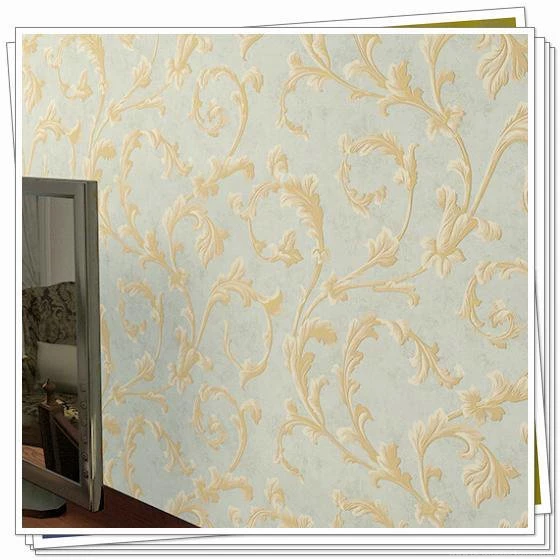 10M Roll Metallic Textured Flower Wallpapers European Vintage Mode ...