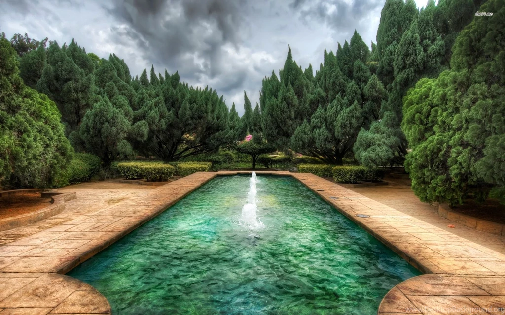 Beautiful Fountain In The Garden Wallpapers » WallDevil Best Free ...