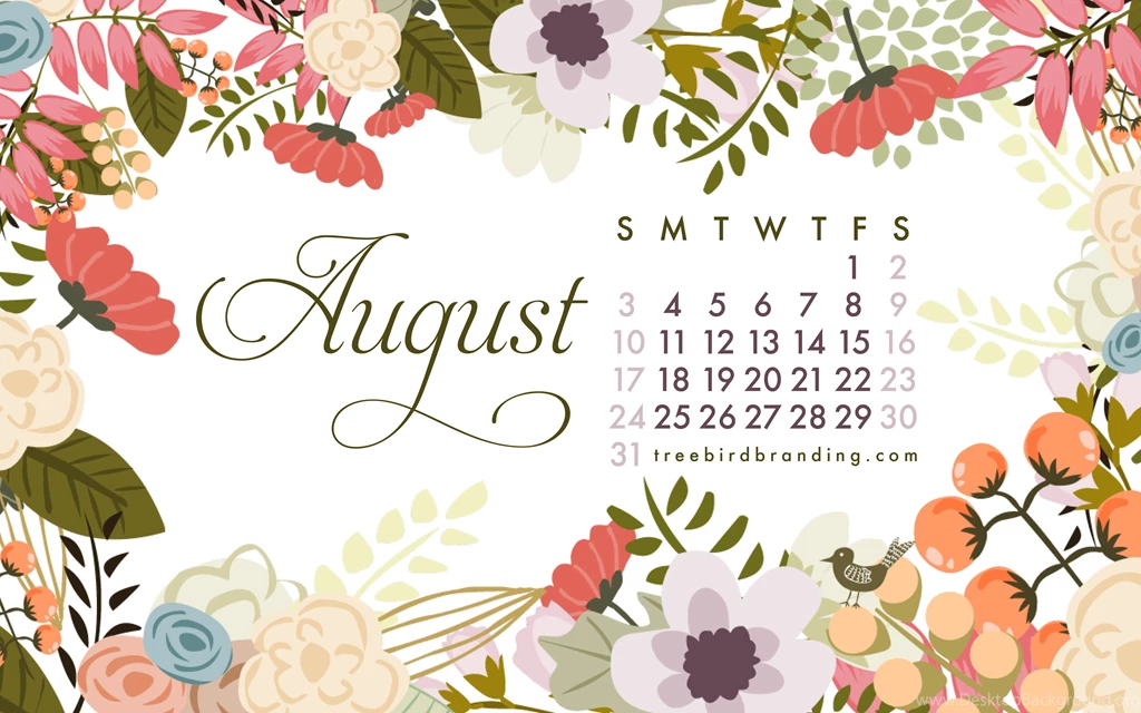 Desktop Wallpapers Calendar: August — Treebird Branding