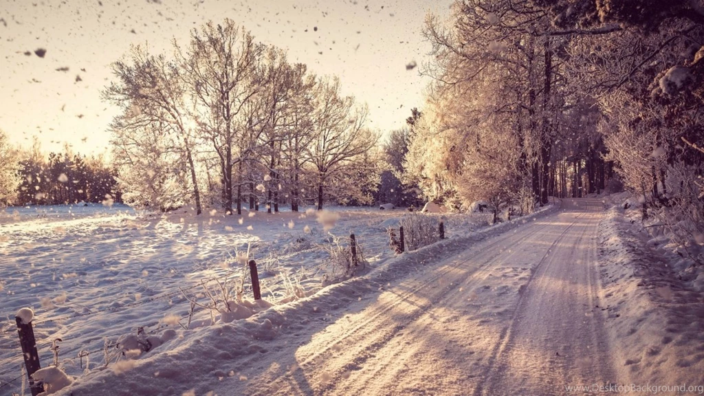 1366x768 Country Road In The Winter Desktop PC And Mac Wallpapers