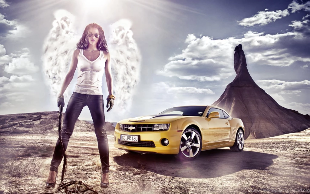 Chevy Camaro 2012 And Tough Brunette Widescreen Wallpapers