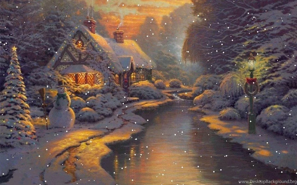 Christmas Landscape With A Cottage Wallpapers   (