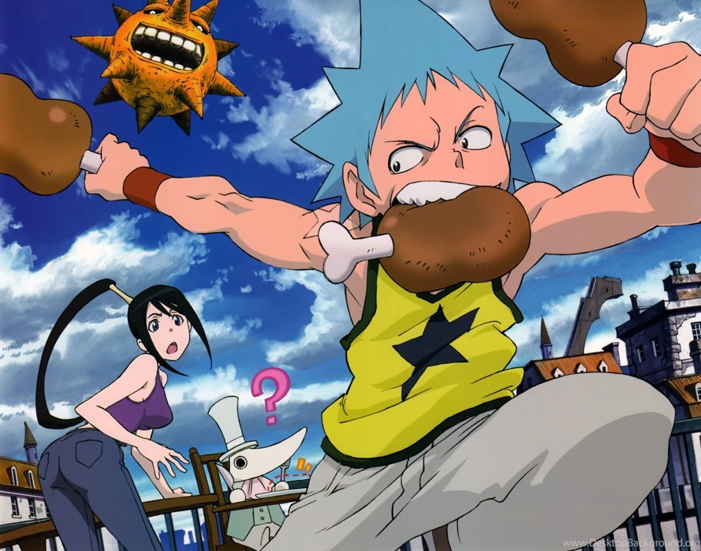 Soul Eater Black Star Blue Hair Excalibur Nakatsukasa Tsubaki