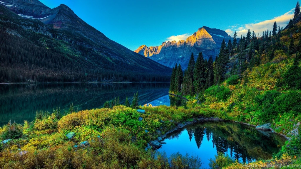 Download Wallpapers 3840x2160 Mountain, River, Grass, Trees 4K ...