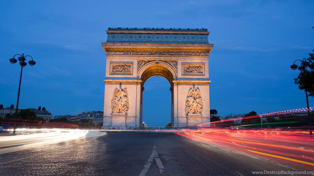 Arc De Triomphe From Paris At Twilight Wallpapers