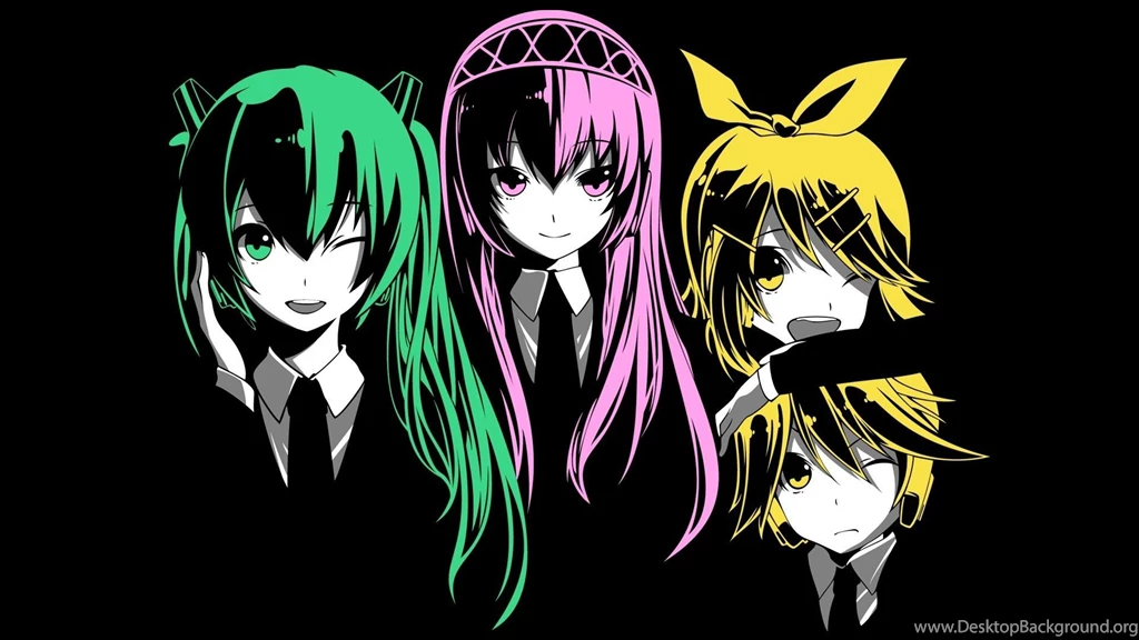 Rin Len Pink Hair Green Project Diva Wallpapers