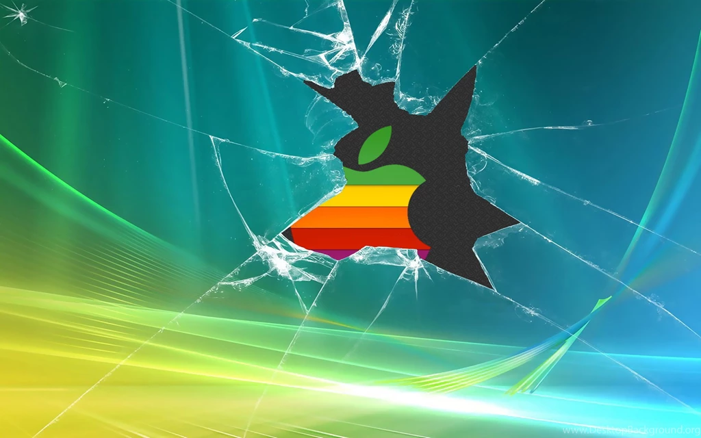 Retro Apple Logo Broken Windows Backgrounds Desktop Wallpapers