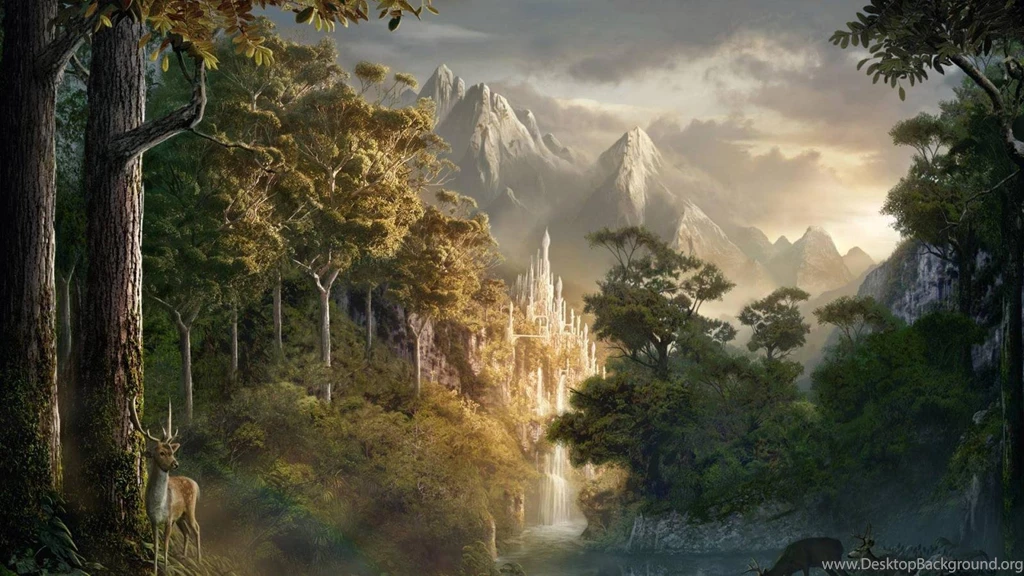 Fantasy Mountains Landscapes Trees Wallpapers (