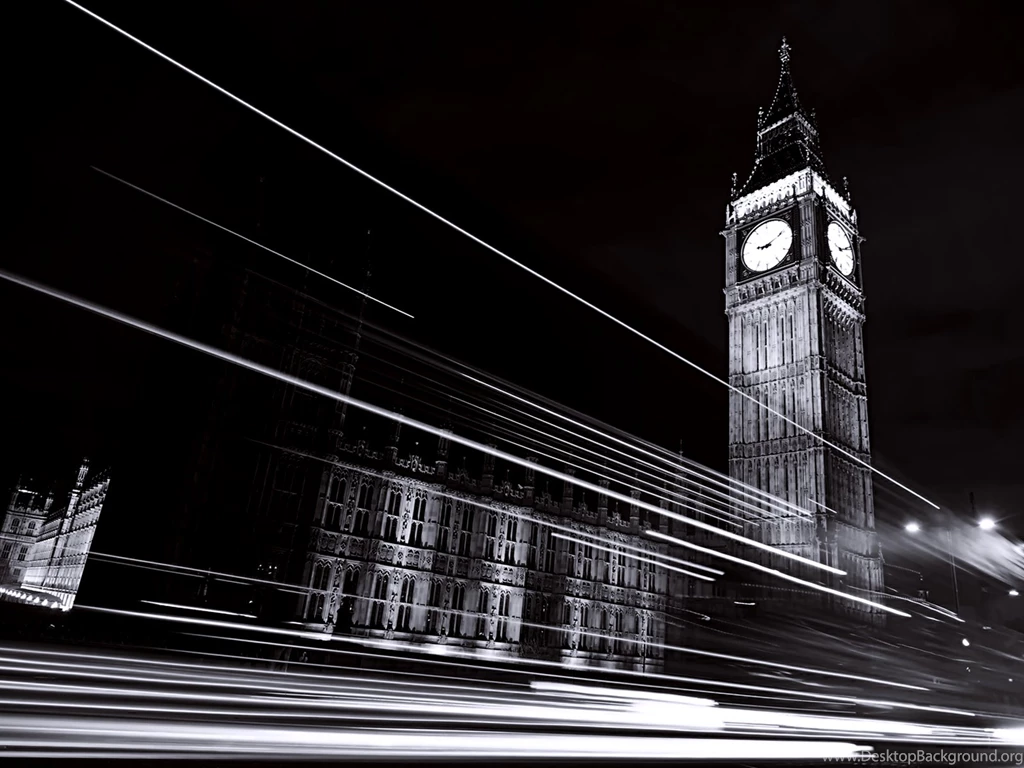Black White Clock Tower Landscape Wallpapers HD / Desktop And ...