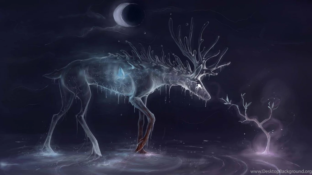 Download Spirite Fantasy Art Deer Butterfly Water Wood Moon ...