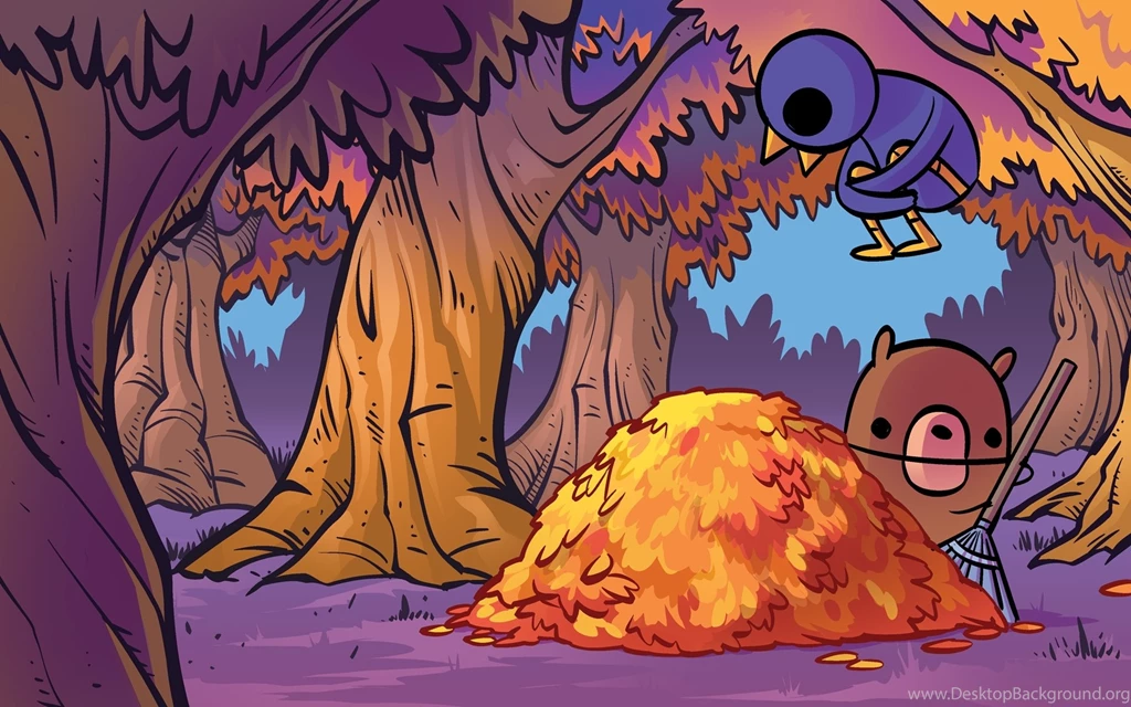 1 Art Nedroid Cute Cartoon Bears Birds Trees Forest Woods Leaves ...