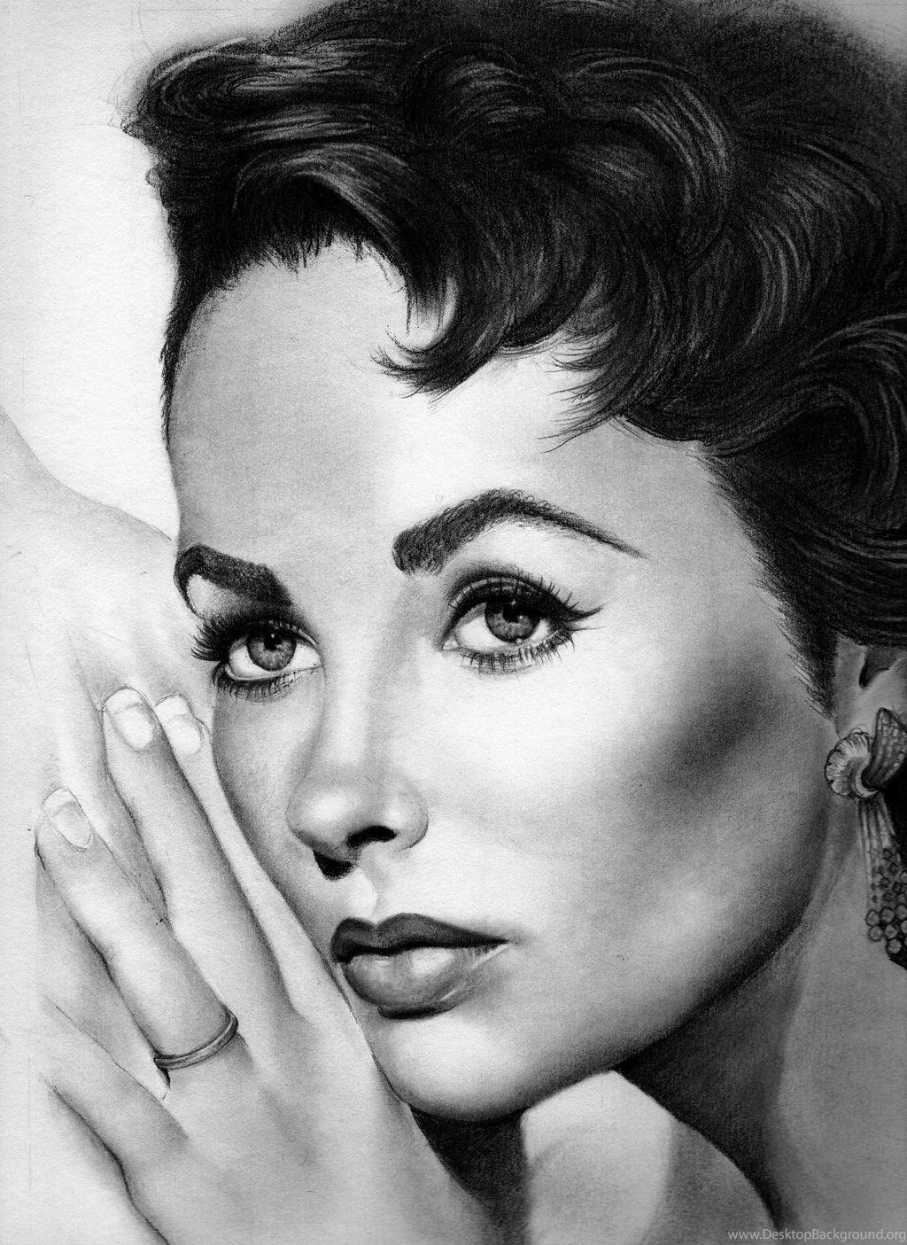 Full View And Download Hd Sketch Elizabeth Taylor Wallpapers