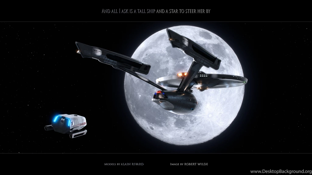 Star Trek Starship Enterprise Spaceship Moon Stars Shuttle ...