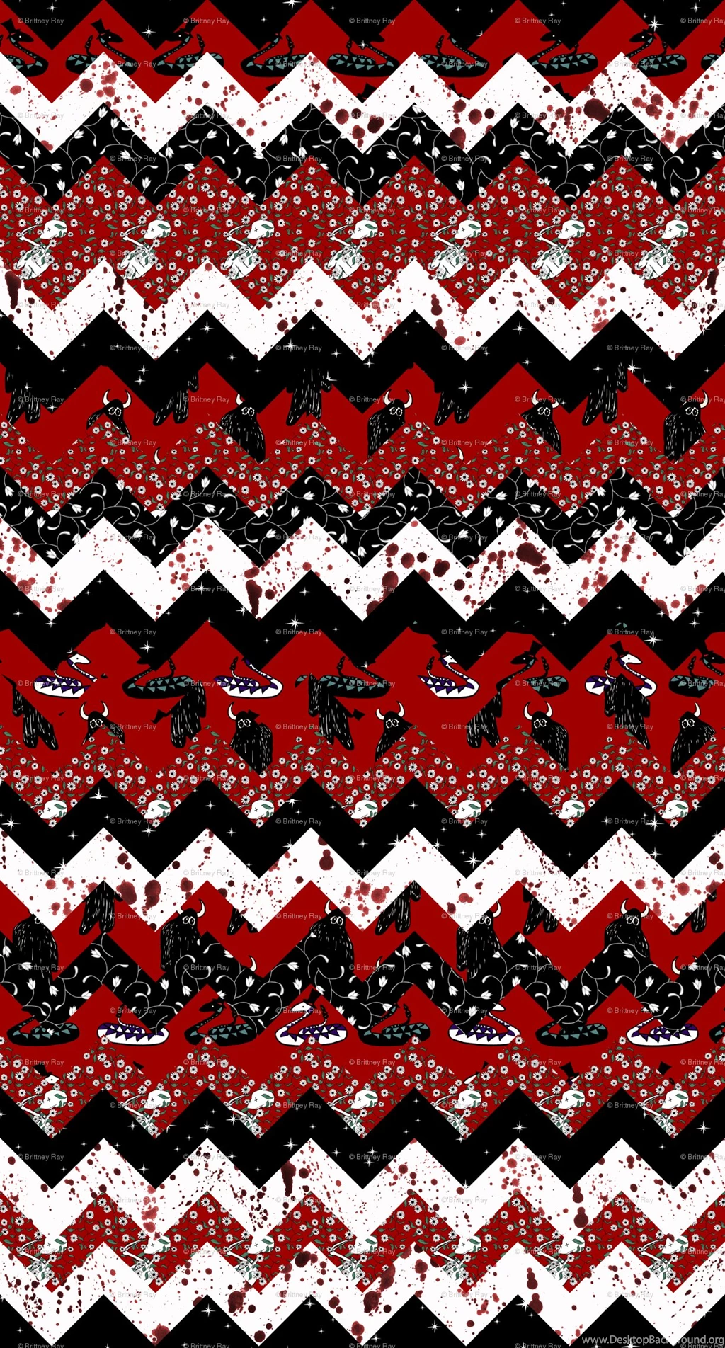 Red Night Chevron Quilt Fabric Pond_ripple Spoonflower
