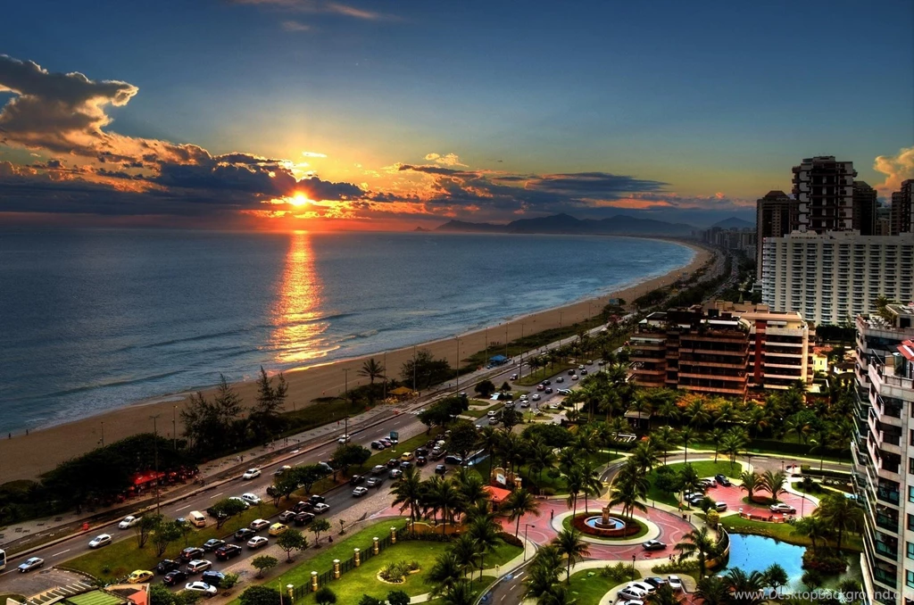 Beautiful Seaside City At Sunset >> HD Wallpaper, Get It Now!