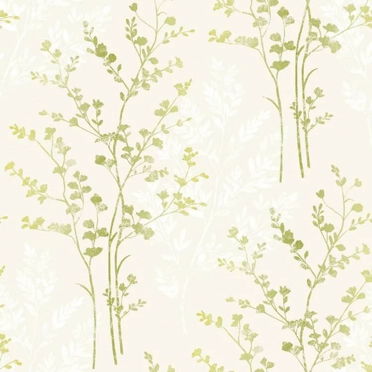 Latest Decor Supplies Green Beige Cream 250401 Fern Motif Good ...