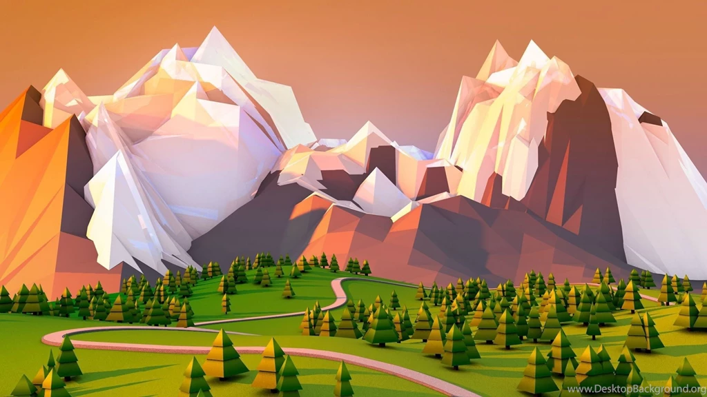 Low Poly Art Painting 3D Wallpapers Of Beautiful Landscape