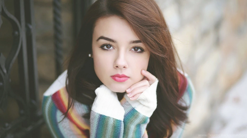 Beautiful Model Close Up Face With Red Lipstic Wallpapers