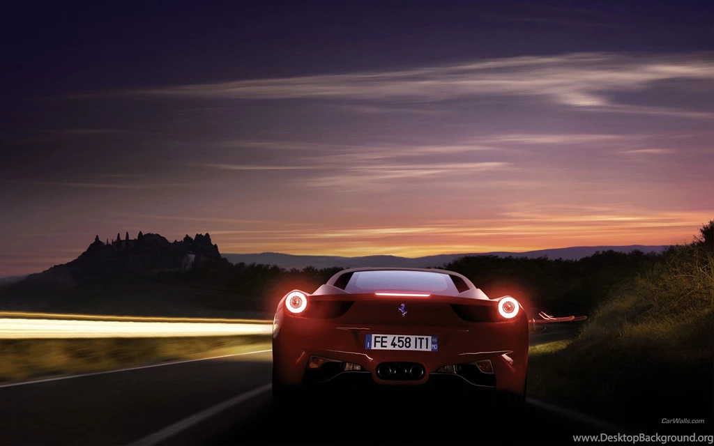 Cars Ferrari Ferrari 458 Italia Lights On Rear View Ferrari 458 ...