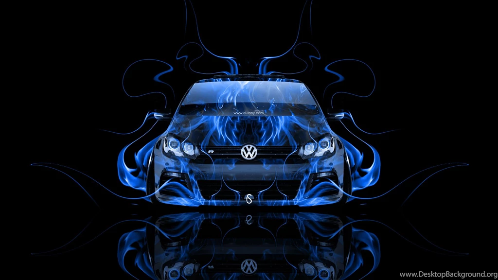 Volkswagen Golf R Front Fire Abstract Car 2014 « El Tony