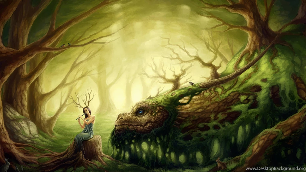 2560x1440 Dragon, Forest, Forest, Girl, Druid Wallpapers And ...