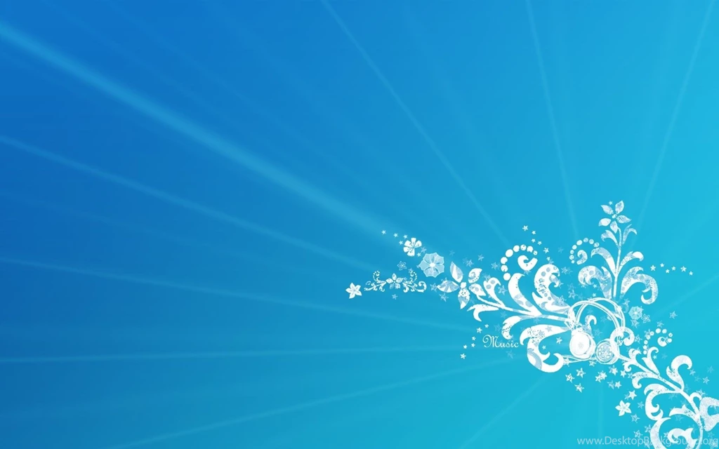 Blue Music Flower Corner Design Wallpapers